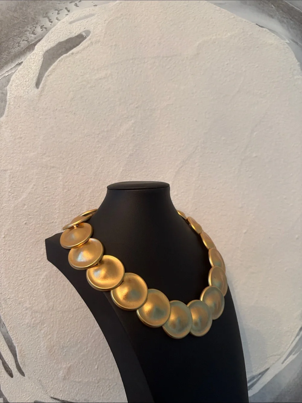 Vintage Heavy Gold Disc Collar Necklace Statement Executive Fashion Jewelry